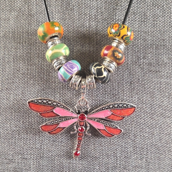 Jewelry - Colorful Beaded Dragonfly Necklace